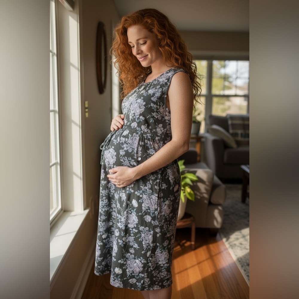 Baby Be Mine Floral Maxi Skirt in Gray and White